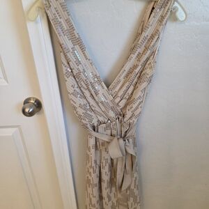 Elegant Beige Patterned Dress